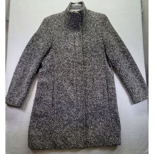Old Navy Black and White Coat Womens Size Small Full Zip Wool Blend Funnel  Neck